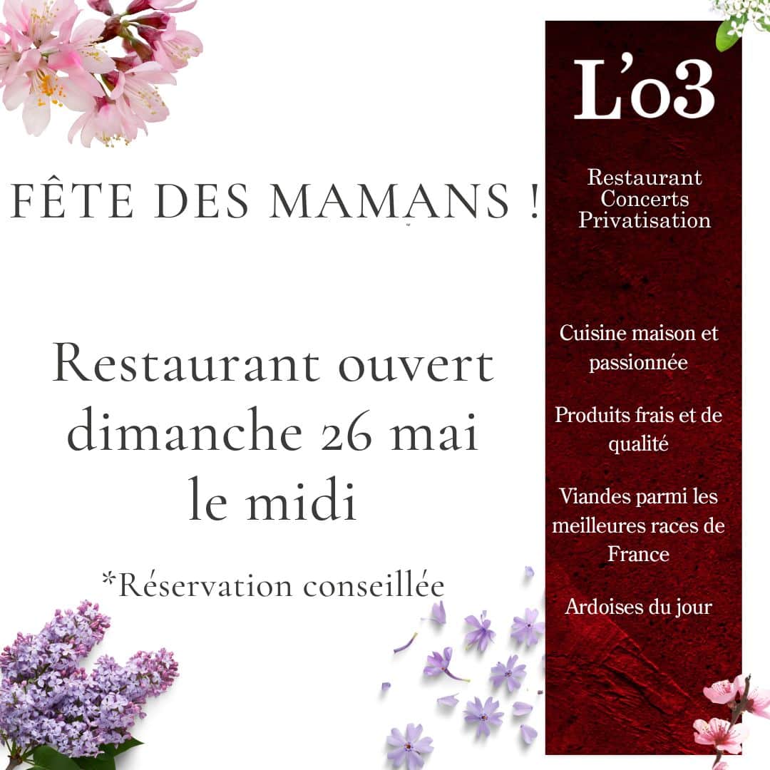 Fête des mamans ! – Restaurant ouvert dimanche 26 mai