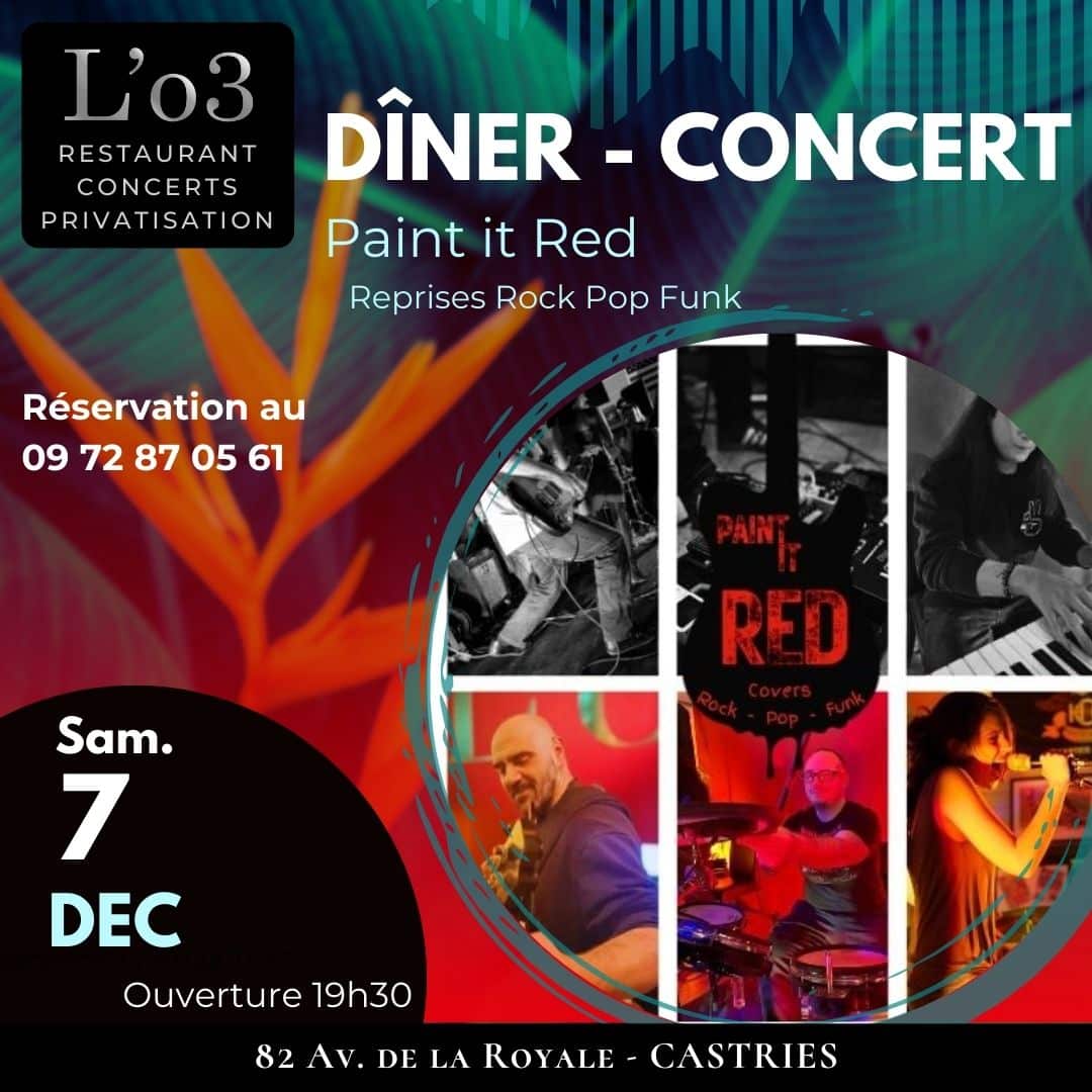 Dîner-Concert à L’o3 samedi 7 décembre !